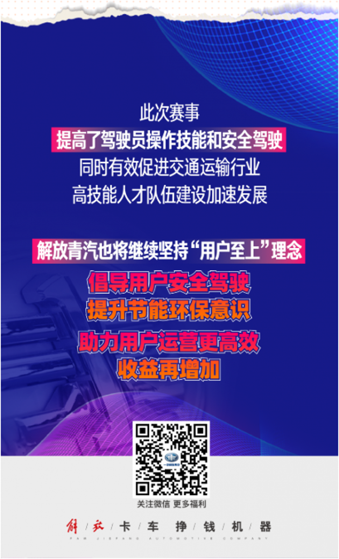 11月2日，2020年山东省“技能兴鲁”职业技能大赛，第十二届全国交通运输行业道路货运汽车驾驶员职业技能大赛(山东省选拔赛)，暨“一汽解放杯”2020年山东省道路货运汽车驾驶员职业技能竞赛，圆满结束。

