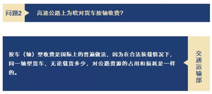 据中国政府网6月4日消息，交通部近日答复了来自山东网民“大拇指”和“李辉”关于“建议取消大货车挂靠运营”和“大货车按轴收费不合理”的留言。