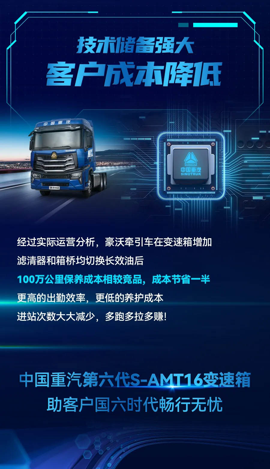 据中国重汽销售部官微最新消息，中国重汽第六代S-AMT16变速箱重磅来袭。