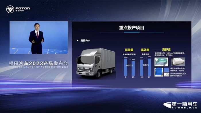 近日在福田汽车2023产品发布会上，奥铃全新一代轻卡首度公开，定名为奥铃Pro，车辆照片也随后曝出。