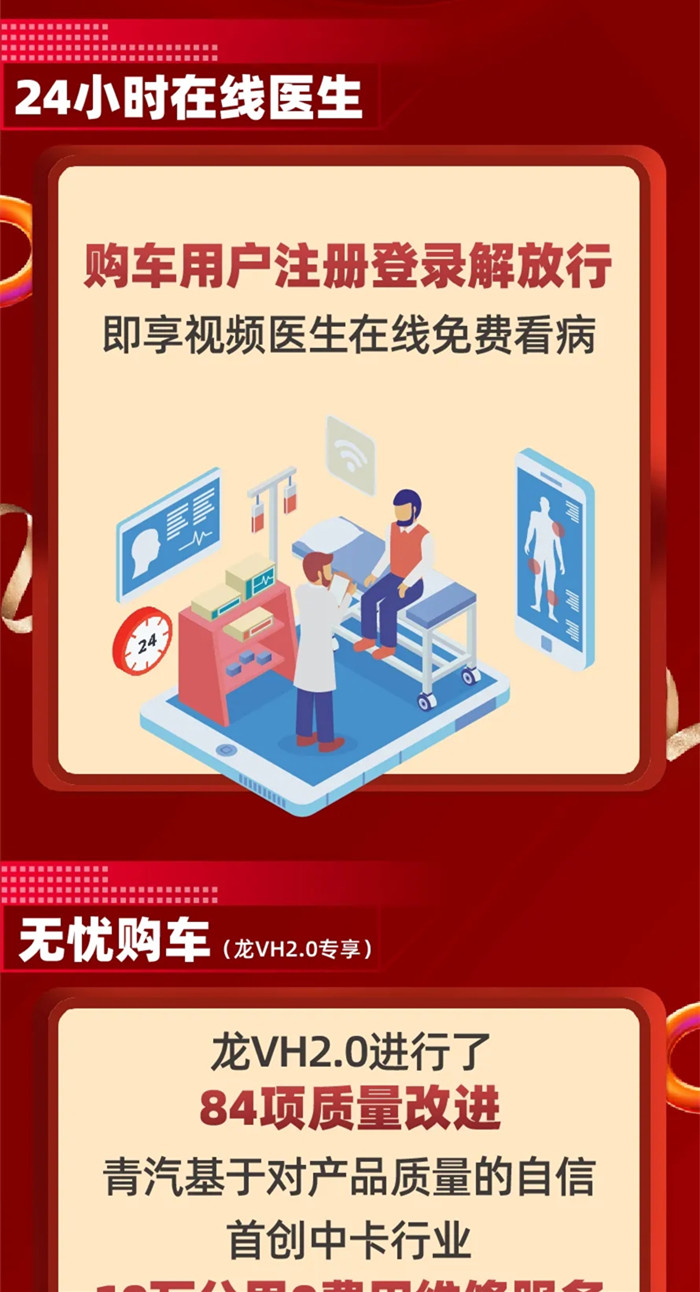国内疫情趋于稳定，为助力卡友复工，一汽解放青汽2月特推JH6线上团购，限量100辆，即刻抢售完毕。为保障更多卡友运营无忧，一汽解放青汽再推V卡2.0产品直播购车。