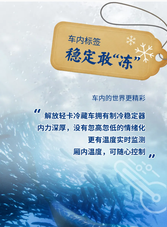 解放轻卡动静冷暖随心切换。一辆解放轻卡，两个世界！