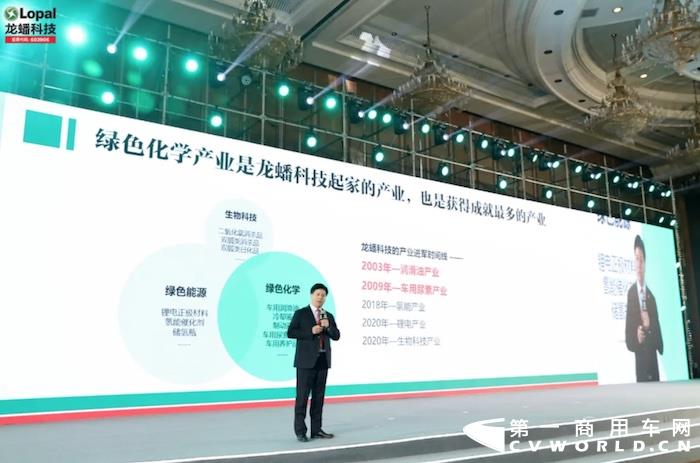 1月15日，龙蟠科技绿色能源与绿色化学品牌战略发布大会在四川成都圆满落幕。四川蓬溪、南京溧水、山东鄄城、湖北襄阳等集团工厂所在地相关政府领导、龙蟠科技董事长石俊峰、营销平台总经理秦建、龙蟠科技研究院院长史莹飞等集团高层、中国科学院大连化学物理研究所燃料电池研究部部长邵志刚、张默闻策划集团创始人张默闻、卡车之家等重要嘉宾和媒体代表共同莅临此次盛会。除此之外，来到现场的还有来自全国各地的数百位龙蟠润滑油和可兰素优质经销商代表。