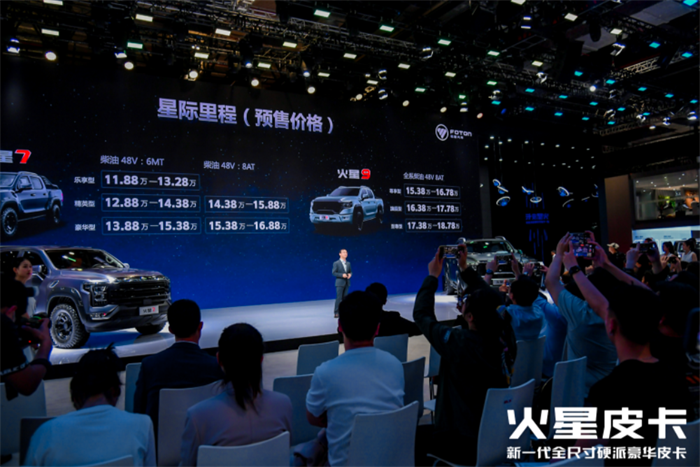 4月18日,2023上海车展正式开幕,新一代全尺寸硬派豪华皮卡——“火星”皮卡全球震撼首发,成为中国皮卡品类的破局者,开启中国全尺寸皮卡新时代,作为全球首款48V柴油混动全尺寸硬派豪华皮卡,预售价11.88-18.78万元,引发行业巨震,火星皮卡的正式亮相在上海车展百家媒体的共同见证下开启了中国皮卡市场新纪元。