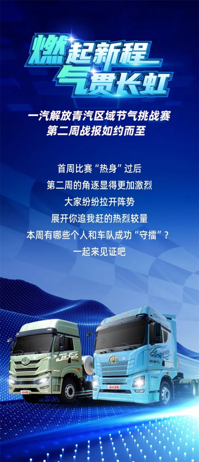 一汽解放青汽节气挑战赛第二周战报速递！前三名卡友速来签收！