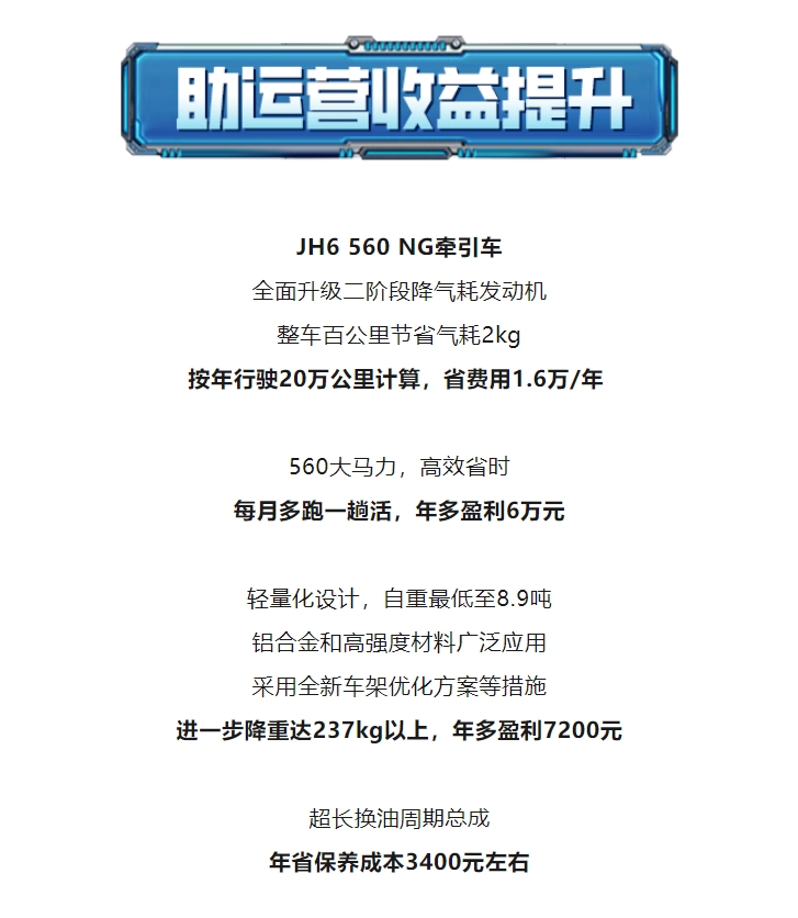 不止一面！解放JH6 560 NG“文武兼备”力拼高营收！